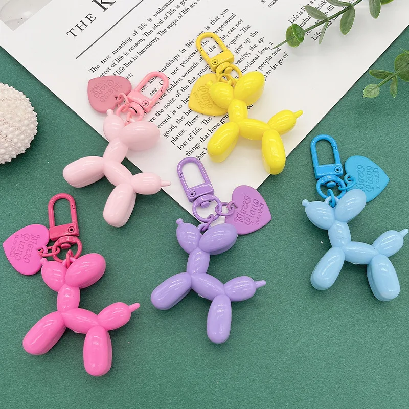 Fashion Art Trendy Jelly Balloon Dog Colorful Acrylic Key Chain Bag Pendant Cartoon Creative Love Small Puppy Pendant Keychains