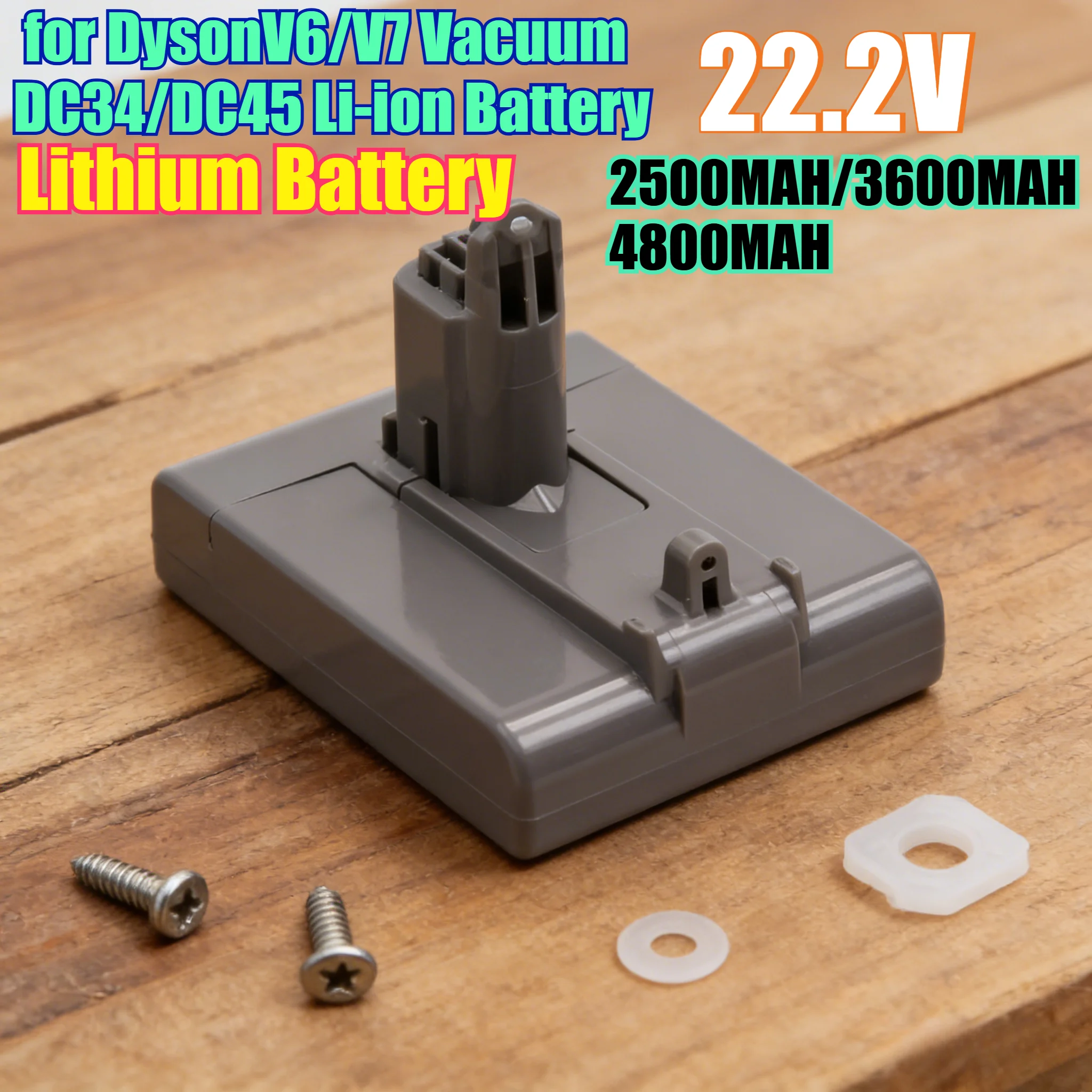 6000mAh 22.2V Lithium Battery Replacement for DysonV6/V7 Vacuum DC34/DC45 Battery PackScrewdriver Accessible Design Screw Style