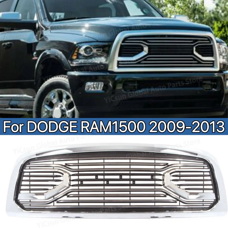 For DODGE RAM1500 2009-2013 grill black/chrome with LED light 2010 2011 RAM1500 front bumper modified grille accessories