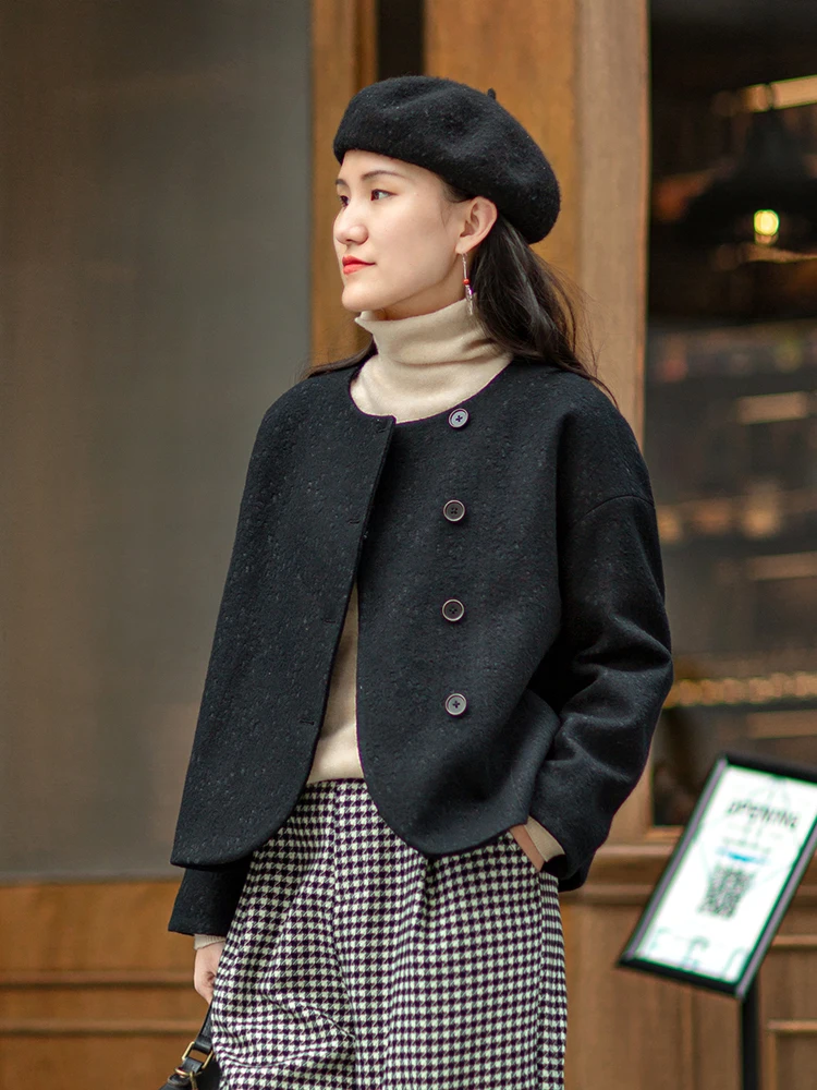 

Новинка! Женская зимняя кофта Fang Cheng N067 из шерсти и хлопка с вышивкой, круглый вырез, черная, для повседневной носки.