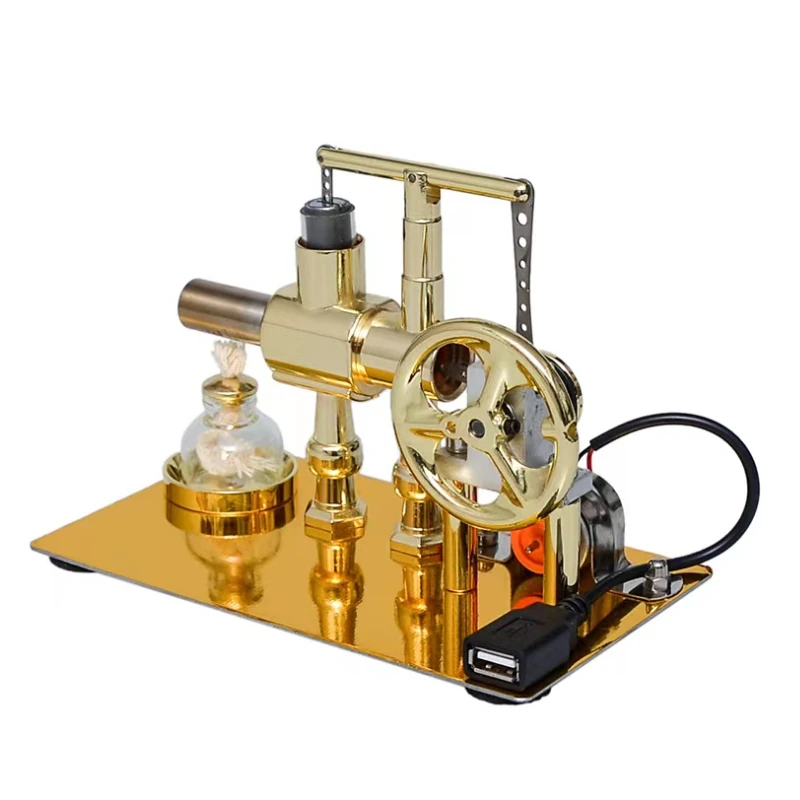 Novelty Hot Air Single Cylinder Stirling Engine Generator Physics Popular Science Model Production Invention Collection Toy