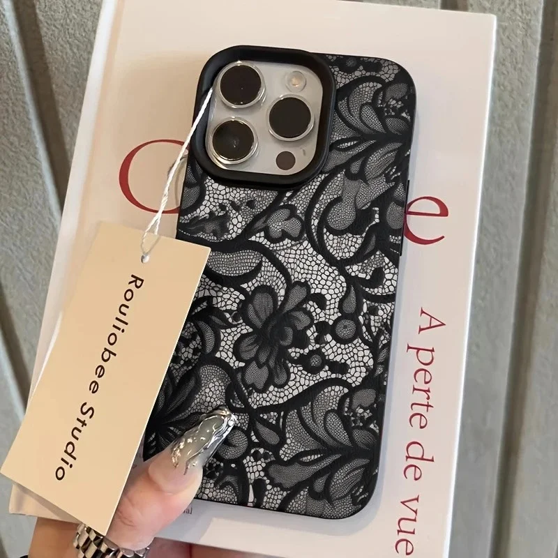 حافظة شخصية من الدانتيل الأسود بنمط إبداعي لهاتف Realme 15 14 13 12 11 9 Pro Plus 10 8 5G C53 C51 C63 C55 C35 C65 C21Y C25Y