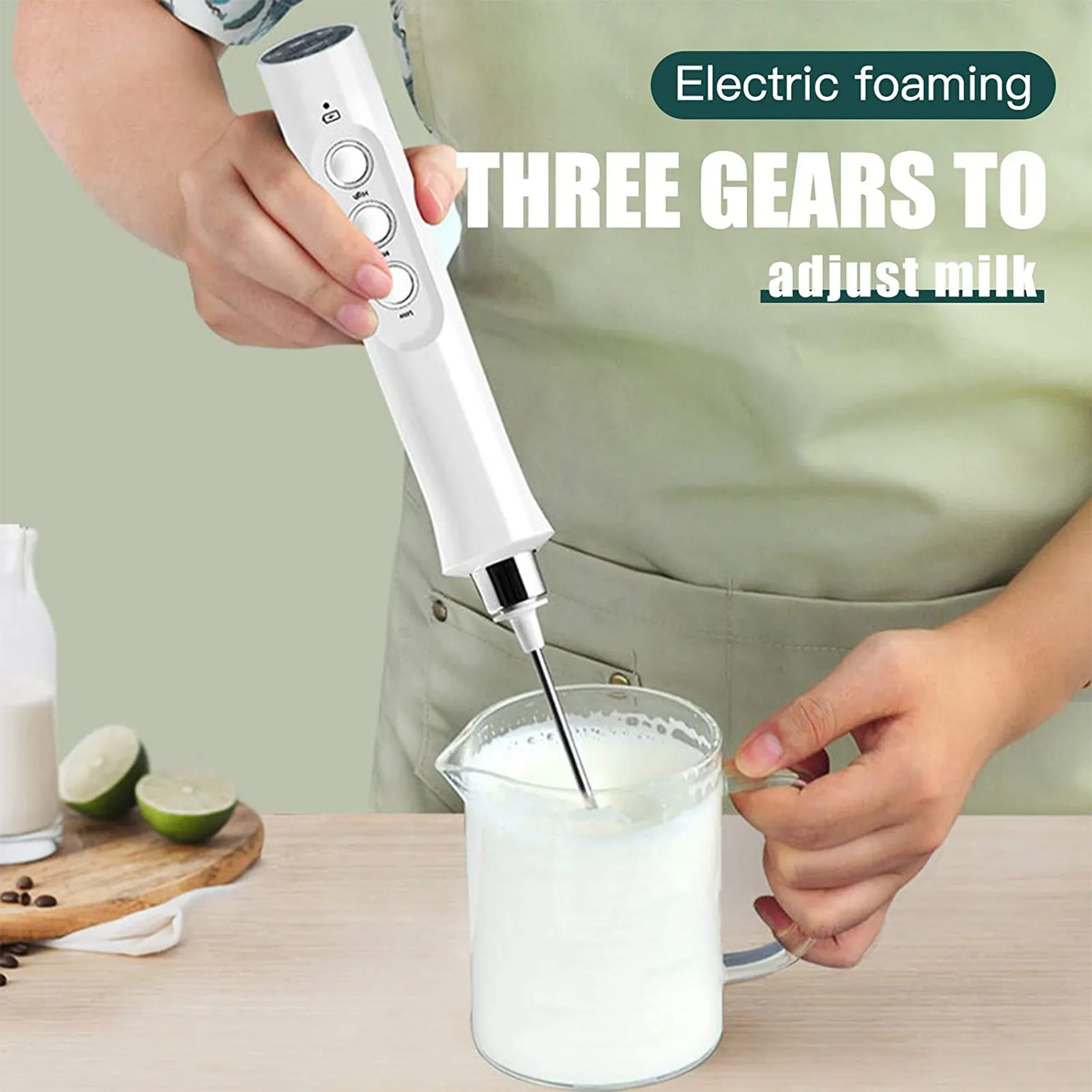 USB Electric Milk Frother 3 Speeds Cappuccino Coffee Foamer 3 Whisk Handheld Egg Beater Hot Chocolate Latte Drink