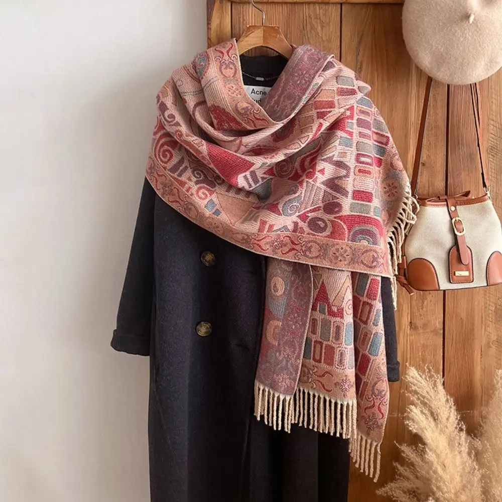 

Casual Ethnic Style Imitation Cashmere Scarf Soft Touch Windproof Winter Warm Scarves Keep Warm Long Wrap Fashion Accessory