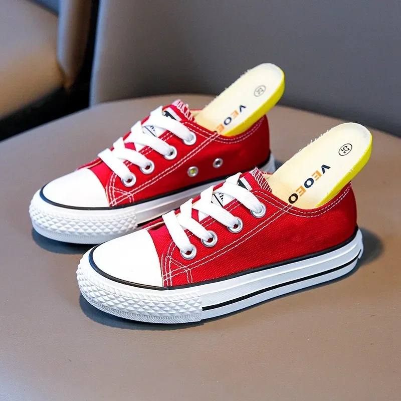 Children Low-top Canvas Shoes Boys Outdoor Running Sports Shoes Breathable Wear-resistant Girls Sneakers Kids Casual Board Shoes