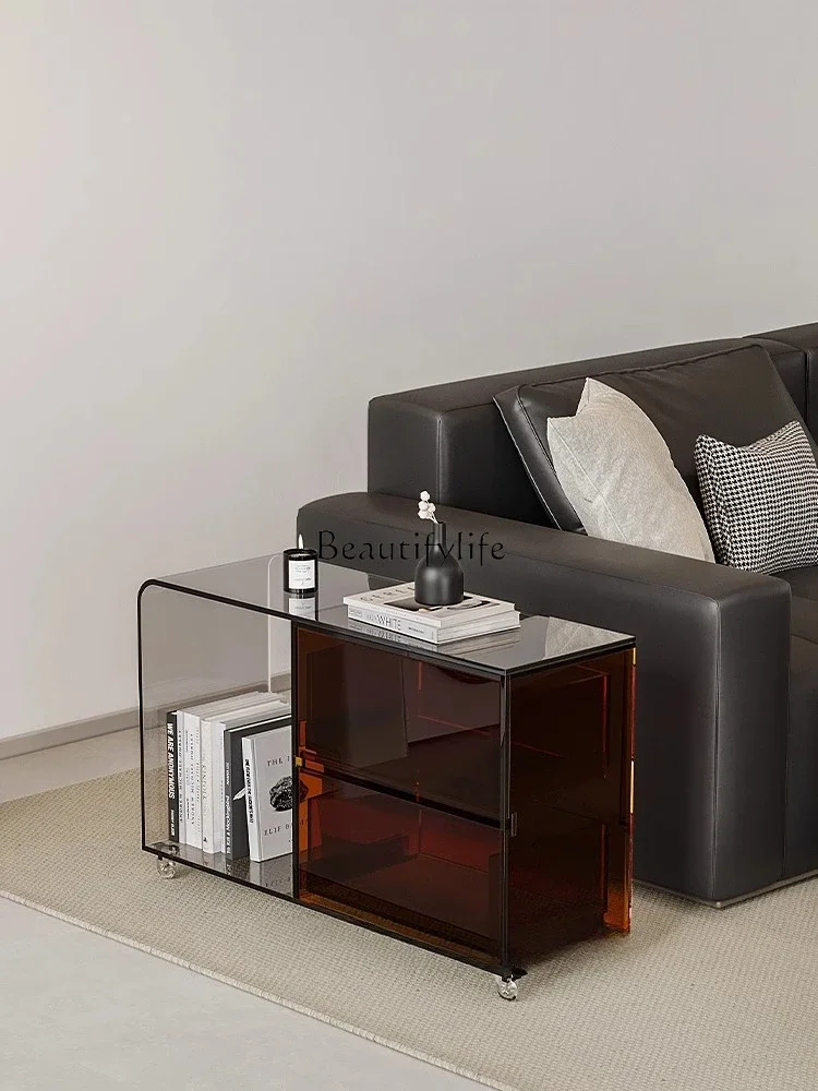 Factory Direct  Living room side table removable Italian minimalist bedside cabinet trolley rack