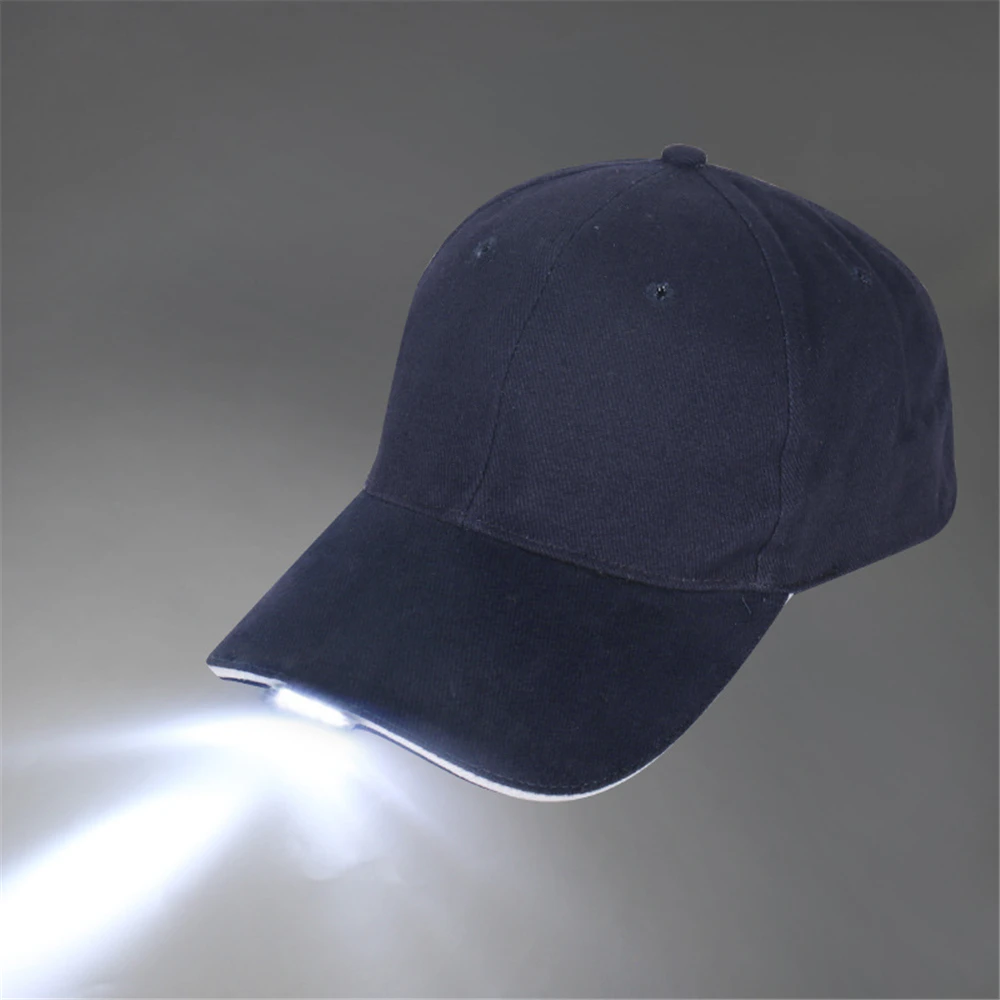 LED Lamp Cap Battery Powered Hat com LED Light Lanterna Farol para Pesca ao ar livre Jogging Baseball Cap Caminhadas Caps