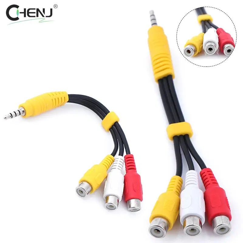 1pcs 3.5mm Aux Male Stereo To 3 RCA Female Audio Video AV Adapter Cable For High-Performance Video And Audio Playback