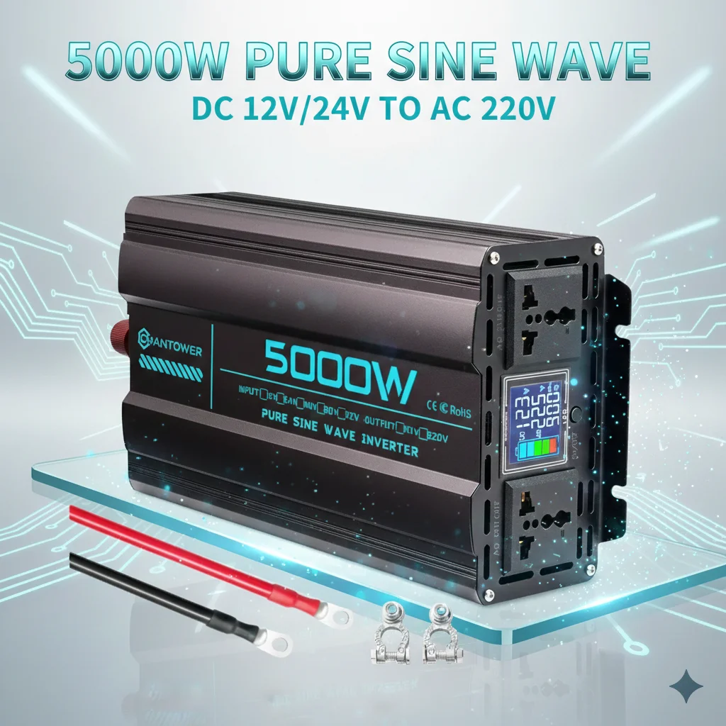 Pure Sine Wave Inverter DC 12V/24V To AC 220V 2000W 3000W 4000W 5000W 6000W Power Converter Car Solar Inverter For Home,RV,Truck