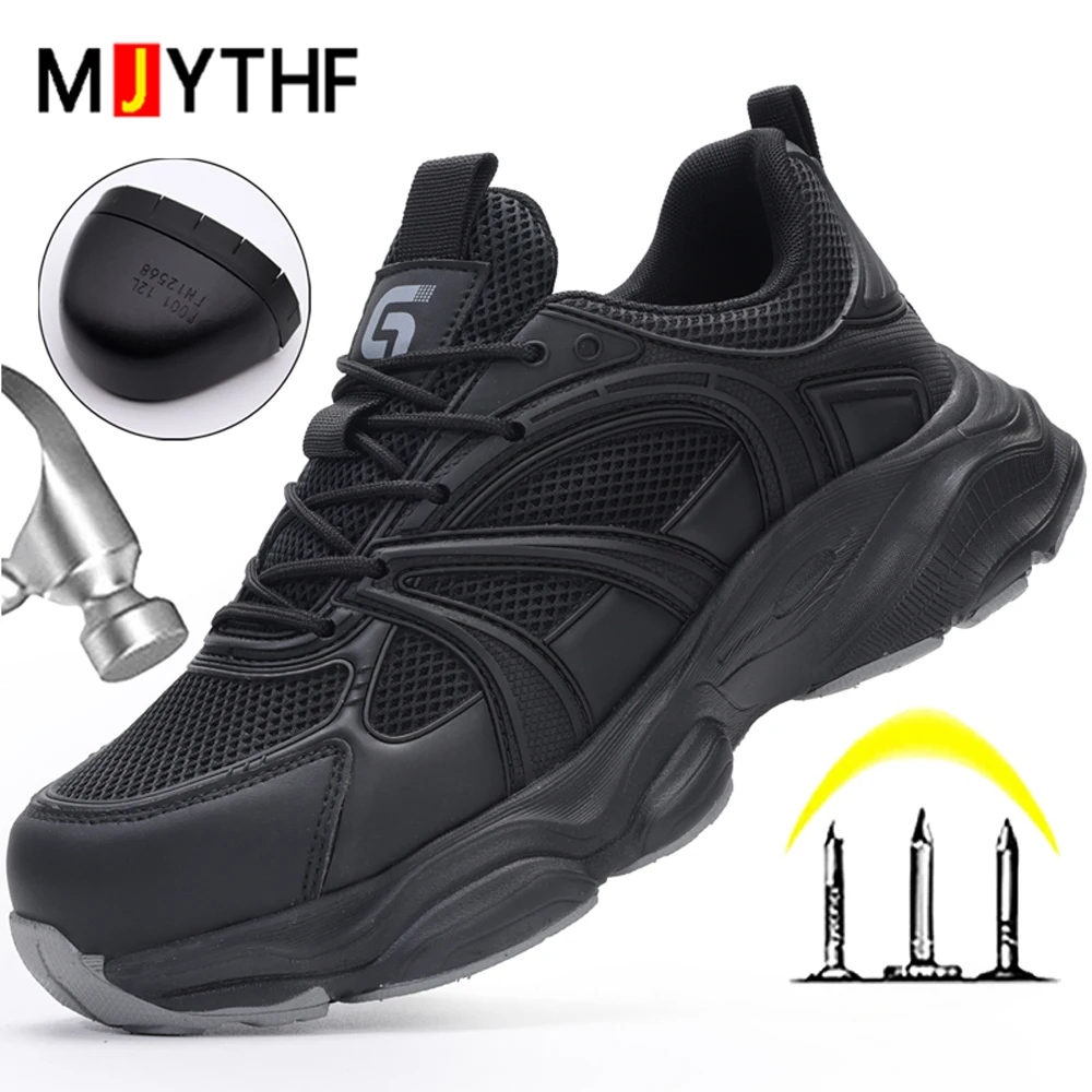 Breathable Men's Work Shoes Anti-Smash Anti-Puncture Safety Shoes Work Sneakers Steel-Toe Shoes Comfort Indestructible Shoes