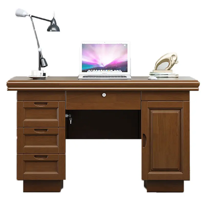 

Chinese-style solid wood computer desk, desktop home study desk, modern simplicity, multi-function and simplicity
