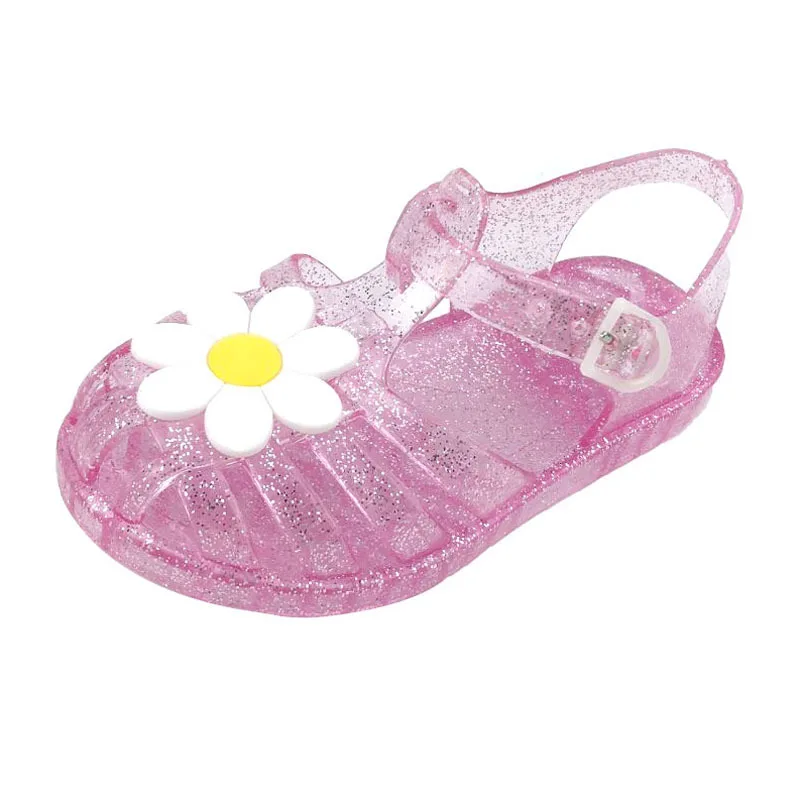 Child Shoe Hollowed Shoe Girl Jelly  Baotou Shoes Small Daisy Sandals Soft Soled Baby Casual Shoe Crystal Flower Princess Shoes