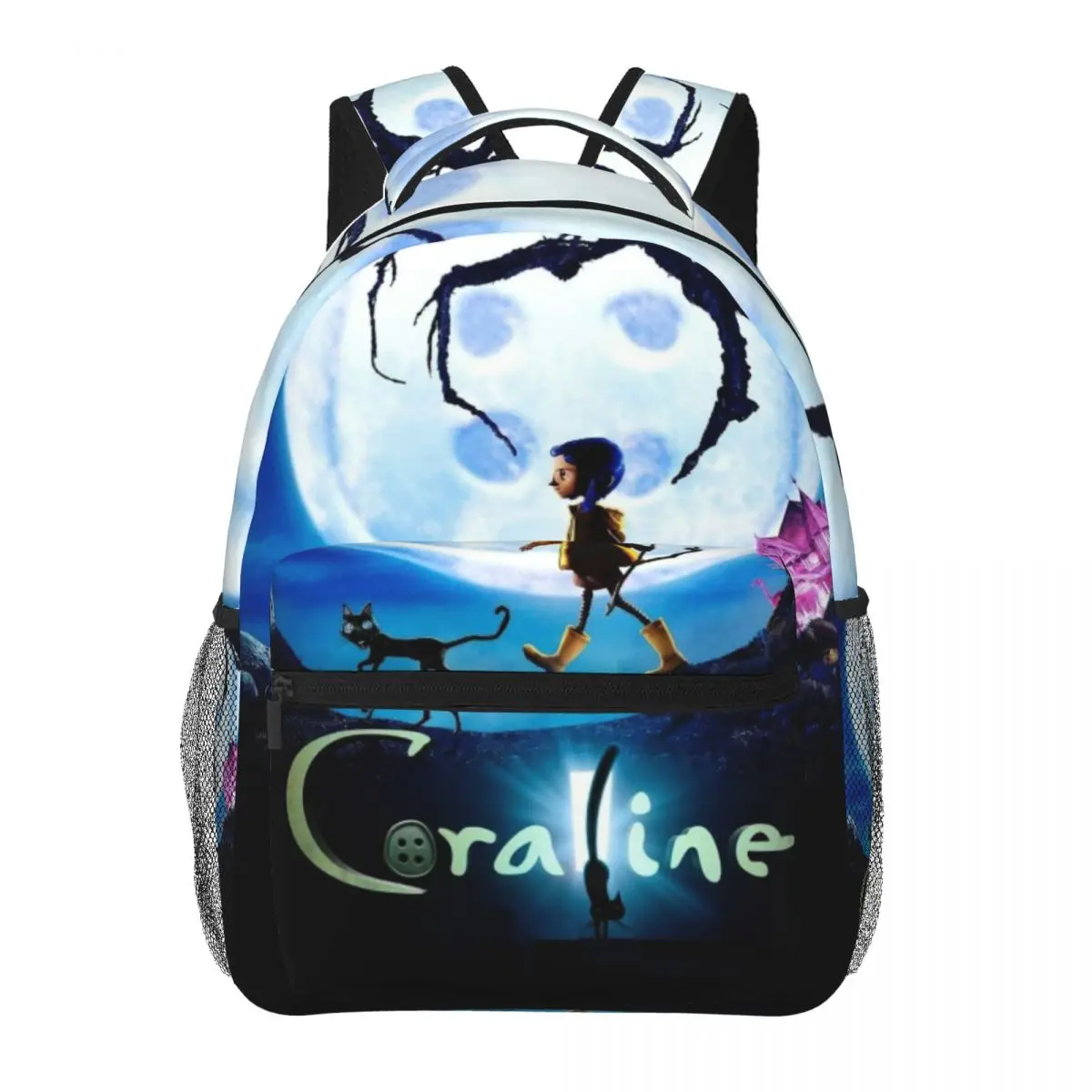 Coraline กระเป๋าเป้นักเรียนความจุขนาดใหญ่, กระเป๋าเป้สะพายหลังกันน้ำน้ำหนักเบาขนาด17นิ้ว