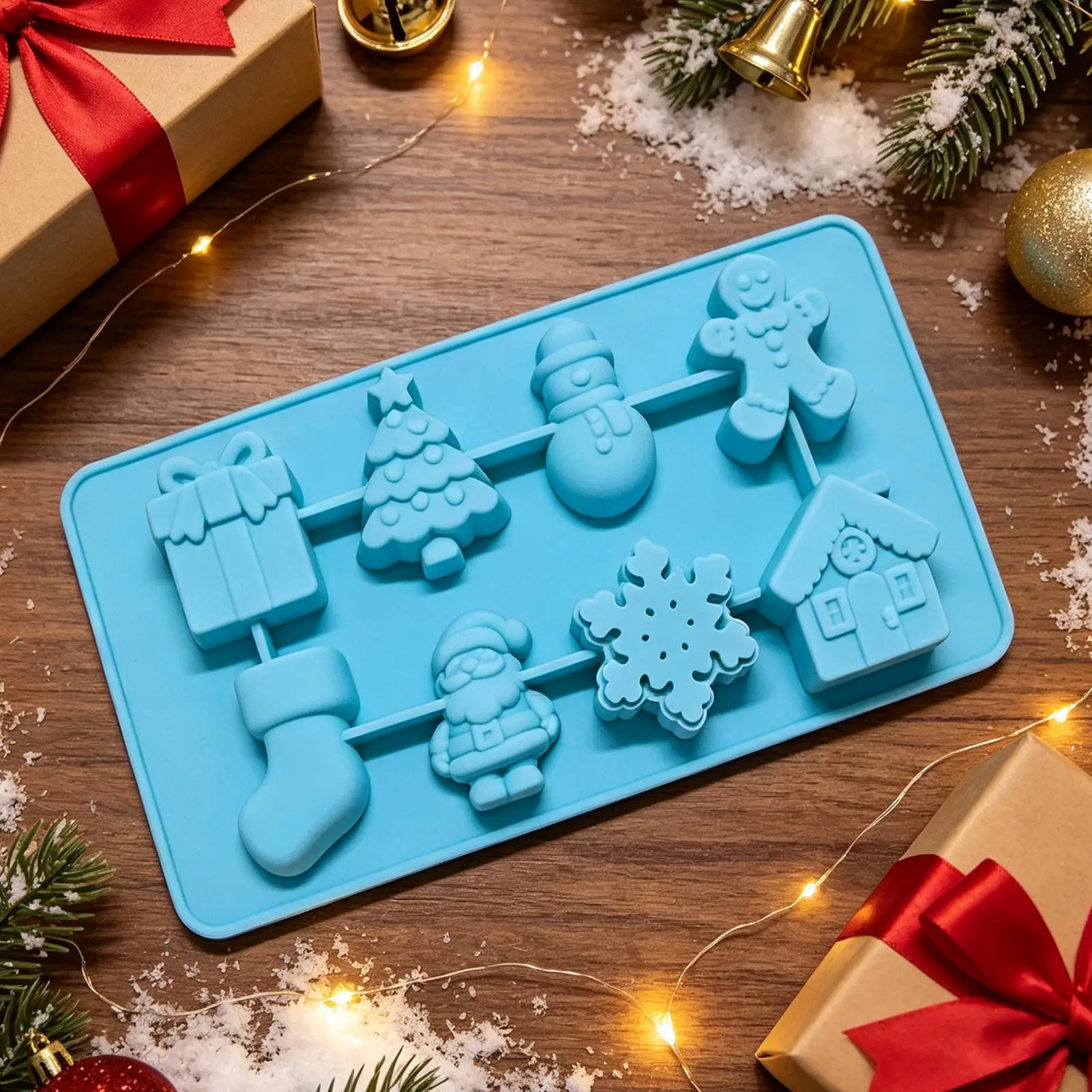 Silicone Christmas Chocolate Molds Snowflake Xmas Tree Gingerbread Man Candy Cookie Moulds DIY Baking Tool  Cake Decor
