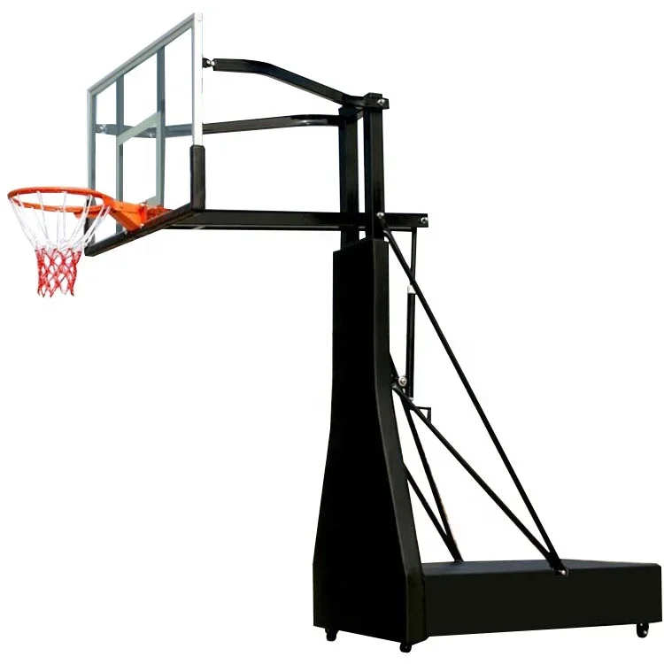 

Teens Adults Outdoor Movable Tempered Glass Backboard Adjustable Basketball Hoop Stand