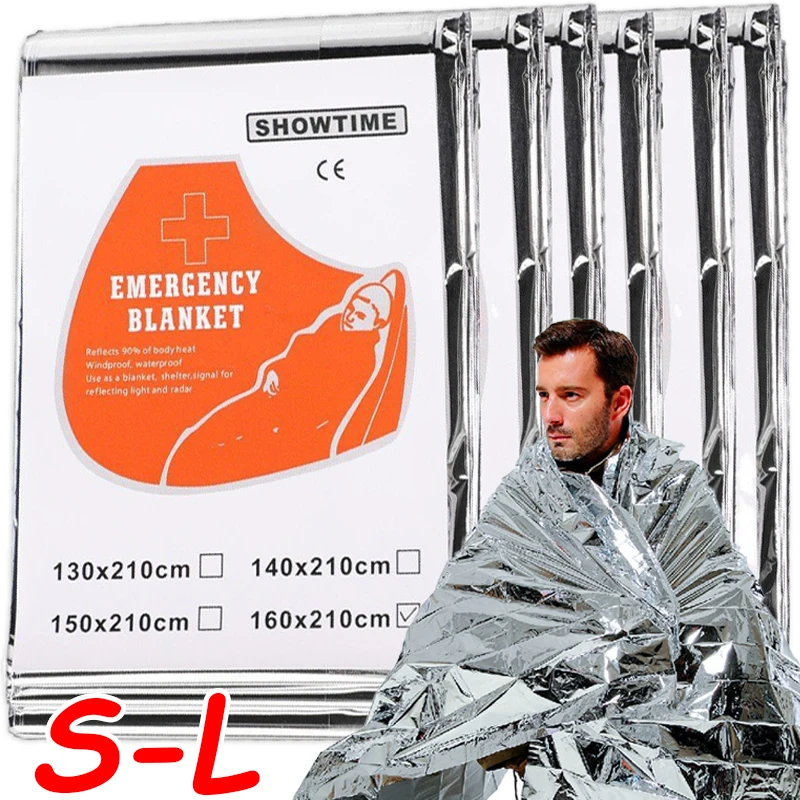 Outdoor Camping Emergency Blanket Portable Insulation Double-sided Rainproof Lifesaving Blanket Body Insulation Emergency Tool