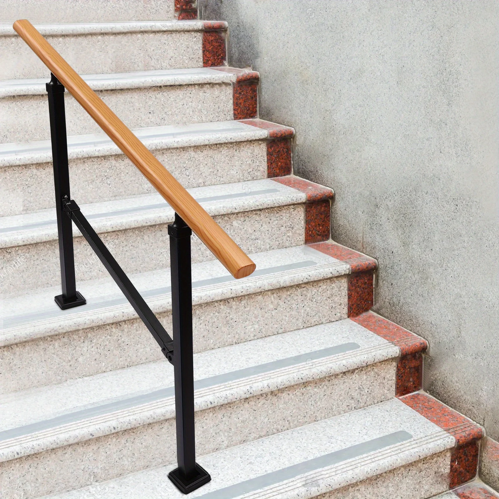 Sturdy 3FT Wood Handrail - Outdoor Porch & Stair Safety Railing, Easy Install