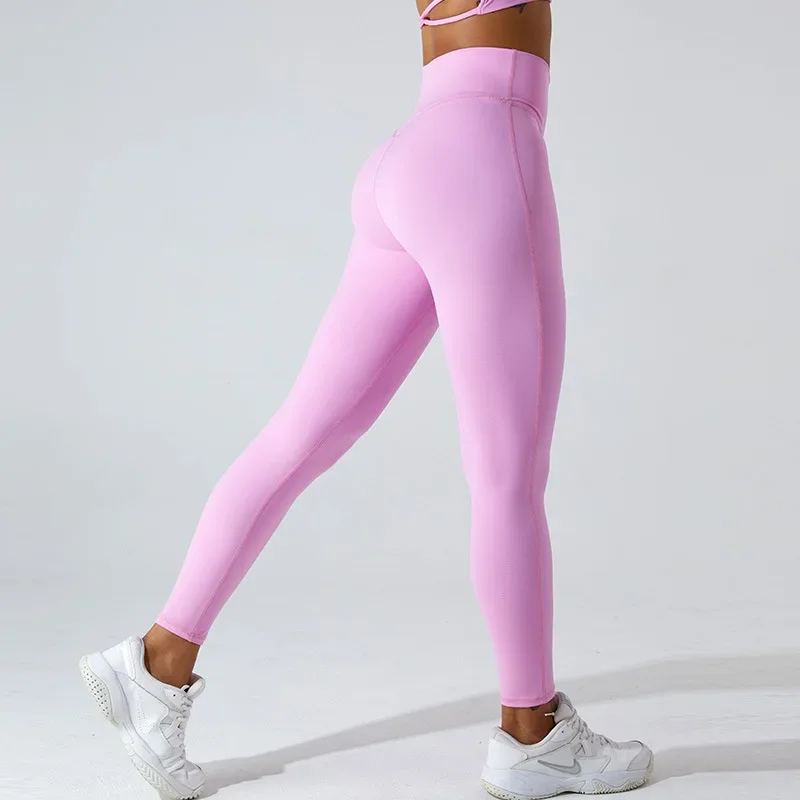 

High Waist Abdominal Contraction Pants for Women Peach Hip Lifting Quick Dry Outdoor Running Fitness Pants New