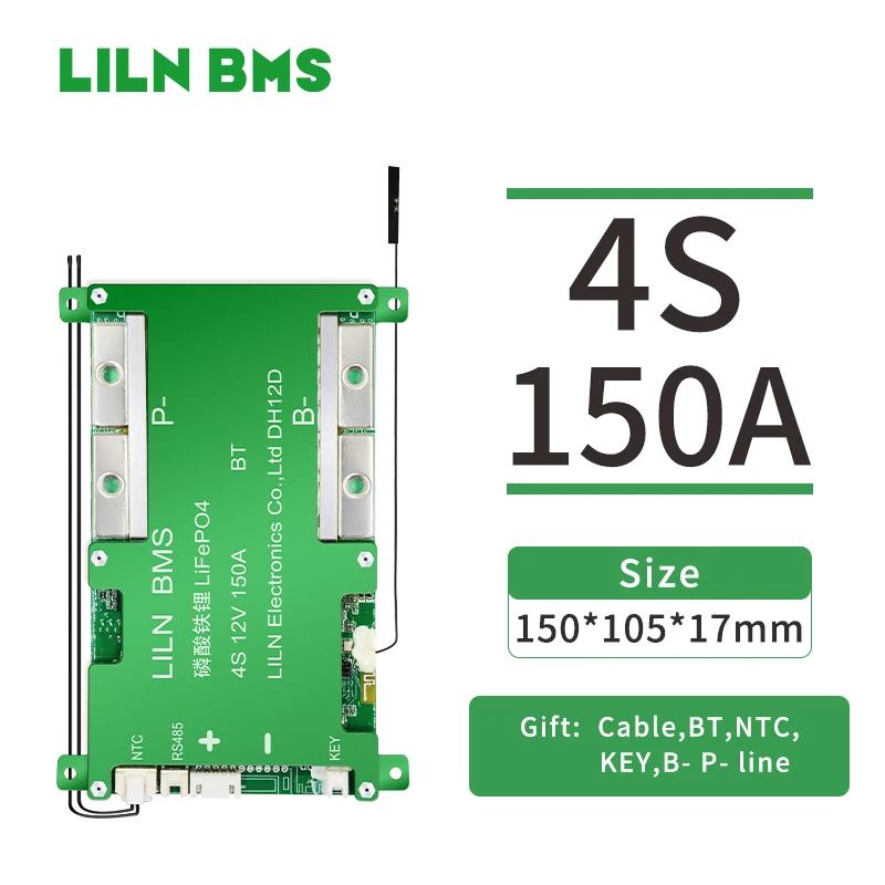 

4S 12V 150A LILN BMS Smart BMS Bluetooth Lifepo4 Батарея NTC BT Ключевой переключатель Функция RS485 для инвертора электромобилей
