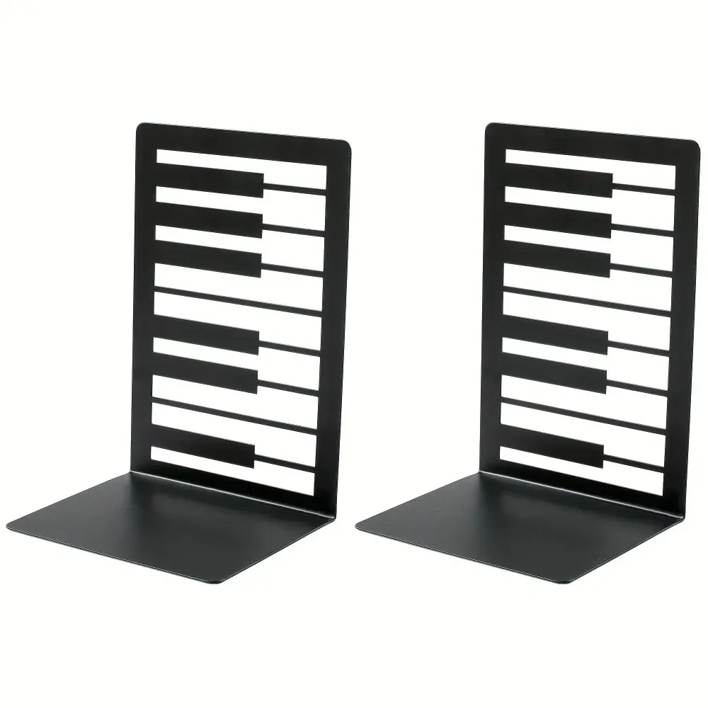 CIFBUY 1pc Piano Key Metal Bookends, Laser Cut Musical Silhouette Sculpture, Rustproof Waterproof Powder-Coated