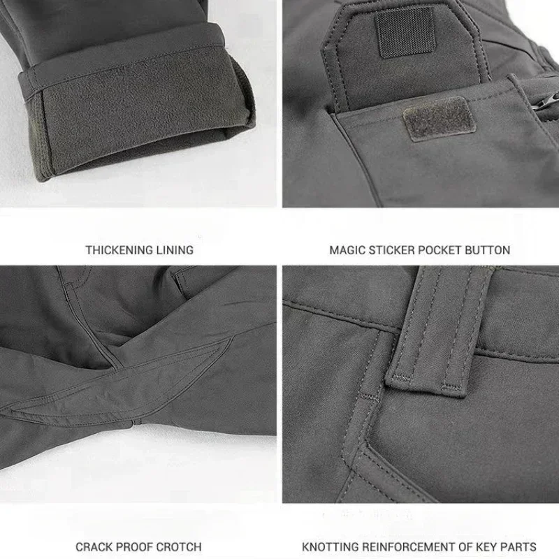 5XL 6XL invierno al aire libre mantener caliente asalto resistente al desgaste múltiples bolsillos pantalones largos suave Shell montañismo pantalones tácticos