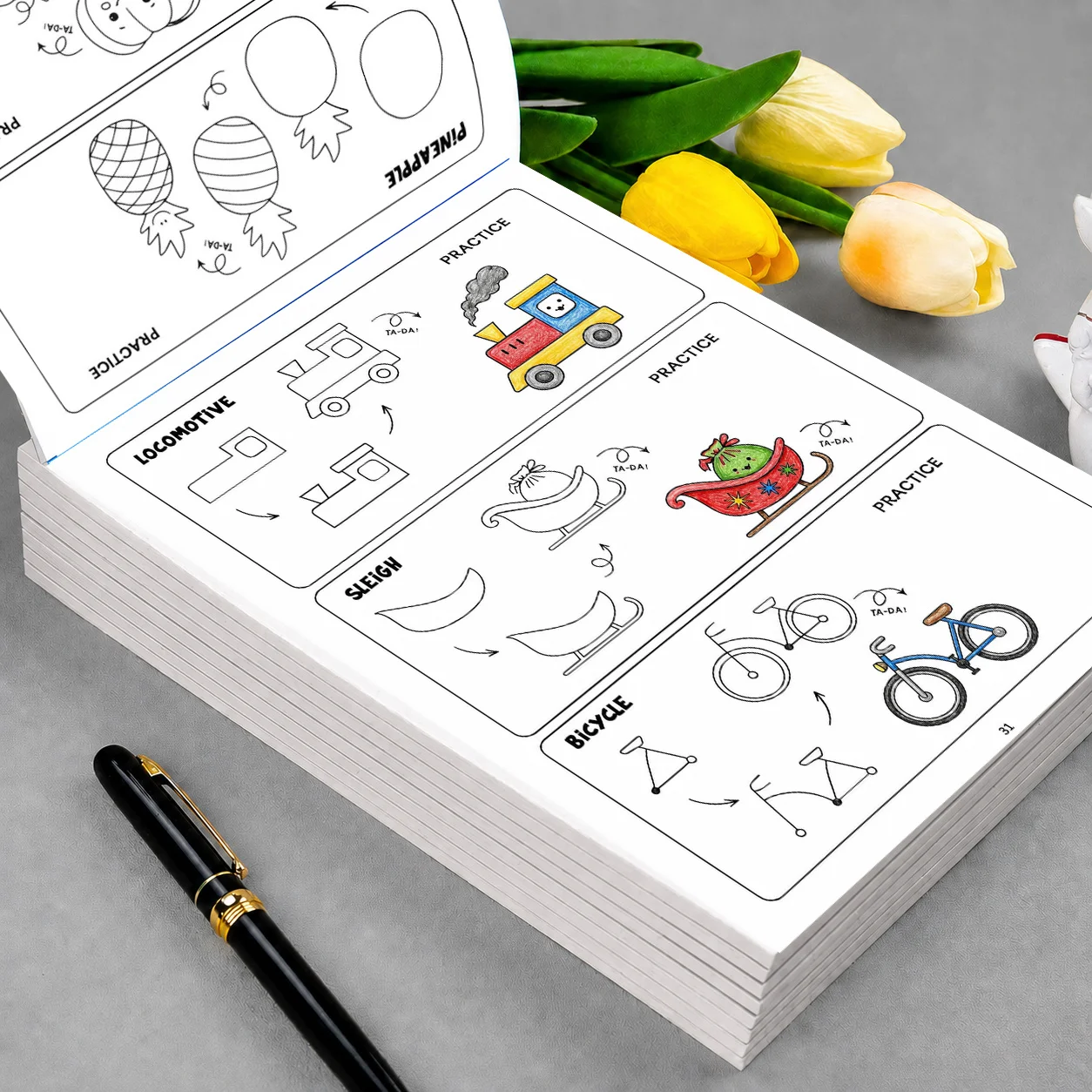 32 Pages How To Draw Everything Book for Kids, Step‑by‑Step Drawing Workbook, Easy Sketch Practice Sheets, Educational Art Book