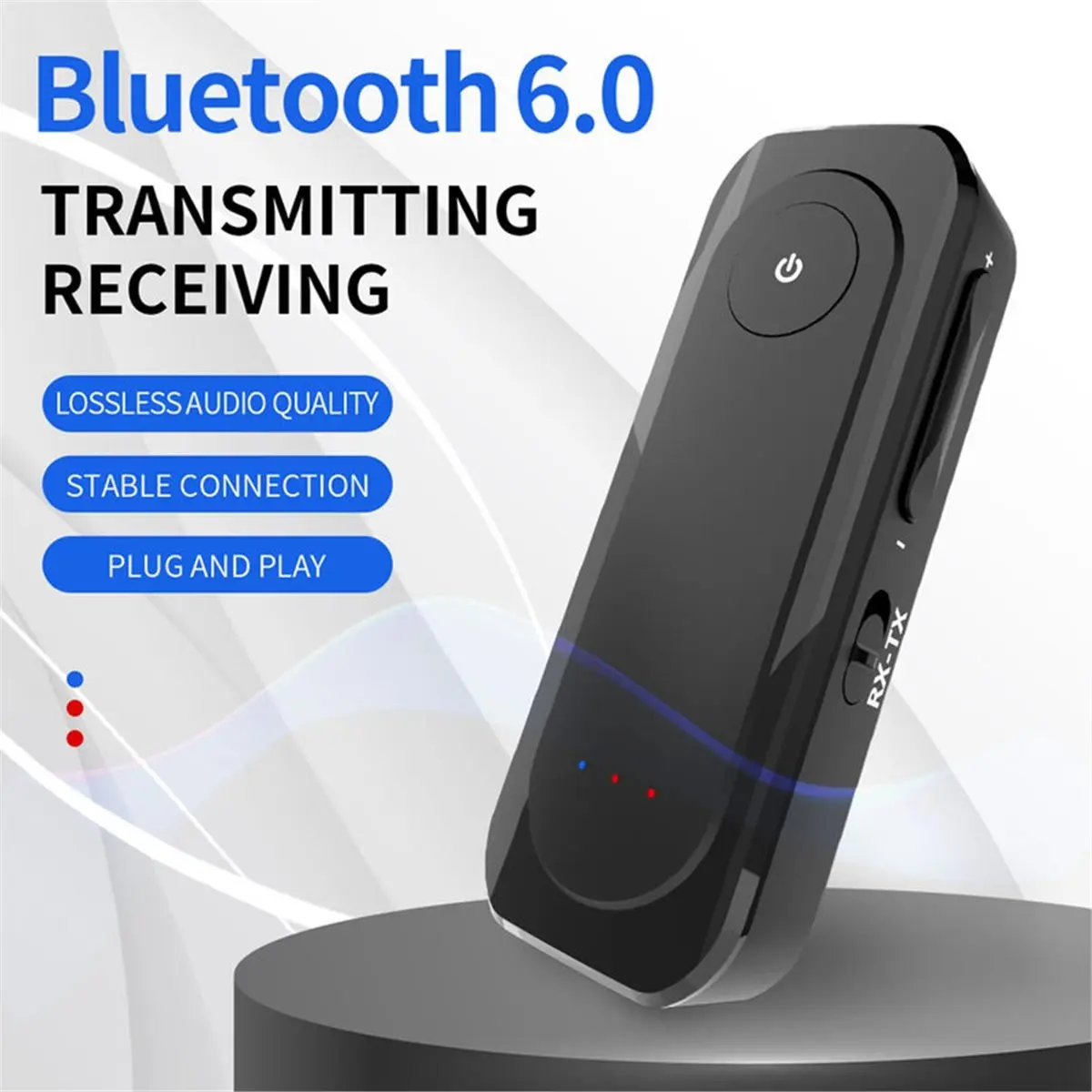 2-in-1 Wireless Audio Adapter BT 6.0 Receiver Transmitter 3.5mm AUX Lossless Sound MIC for Car Speaker TV PC Airplane