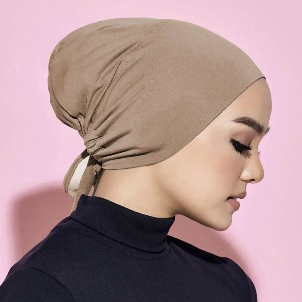 Turbante musulmán de Modal suave para Mujer, Hijab interno, gorro islámico, India, Turbante femenino