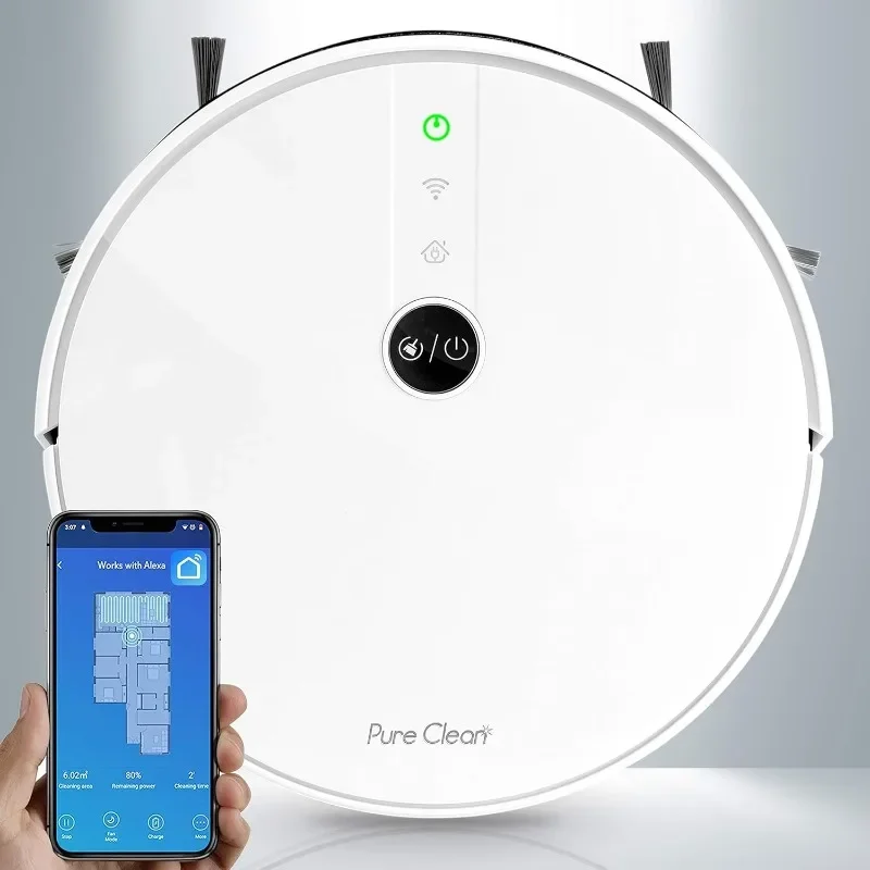 SereneLife Pure Clean Robotic Vacuum Cleaner Wifi Mobile App and Gyroscope Mapping Cleans Carpets and Hardwood Floor