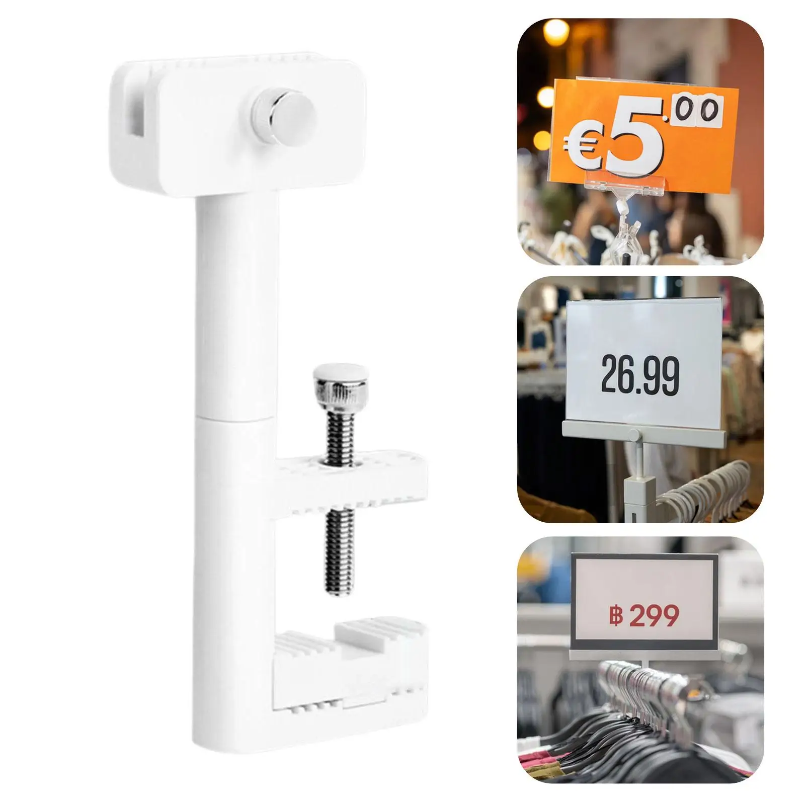 Sign Holder Clamp Shop Clothing Rack Signs Holder for Supermarket Store Sale