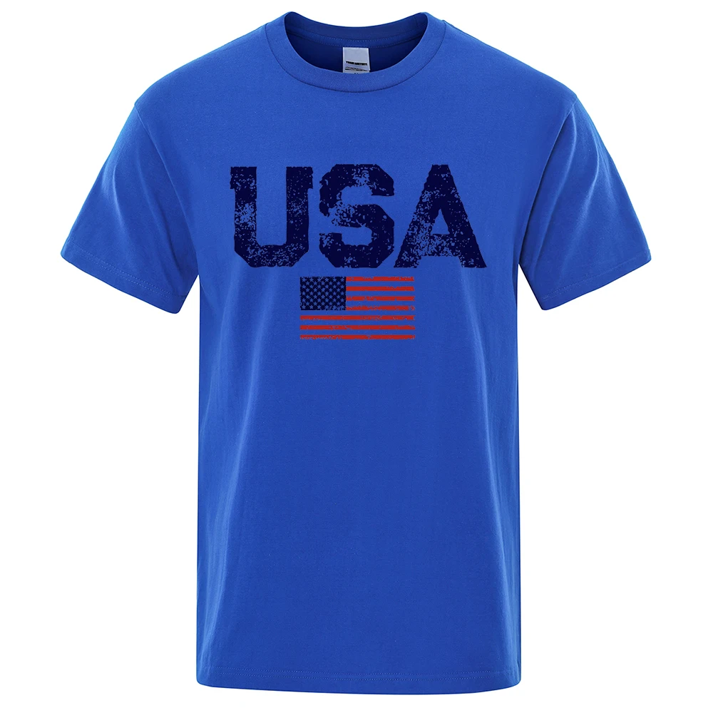 Vintage Usa Flag Street Print Male T Shirts Hip Hop Street Tshirt Summer Casual Cotton Tops large size Breathable Tee Clothes