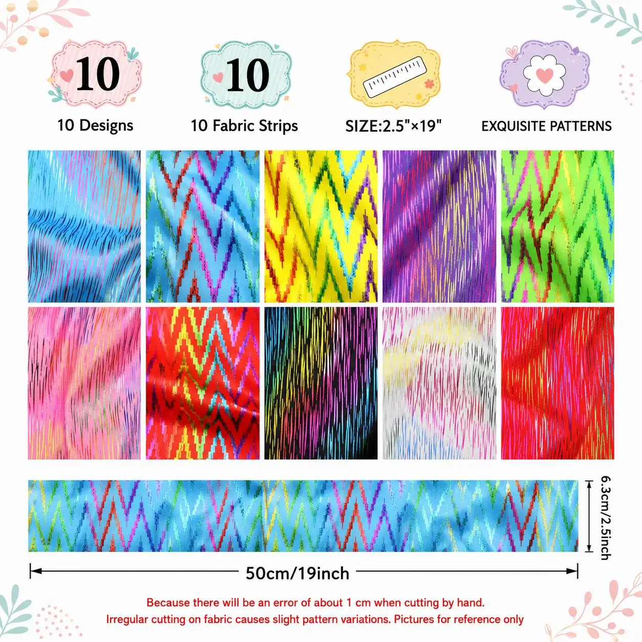 10pcs Vintage Chevron Jelly Roll Fabric Strips 2.5X19.7inch Pre-Cut Polyester For Patchwork Quilts, Table Runners, Placemats
