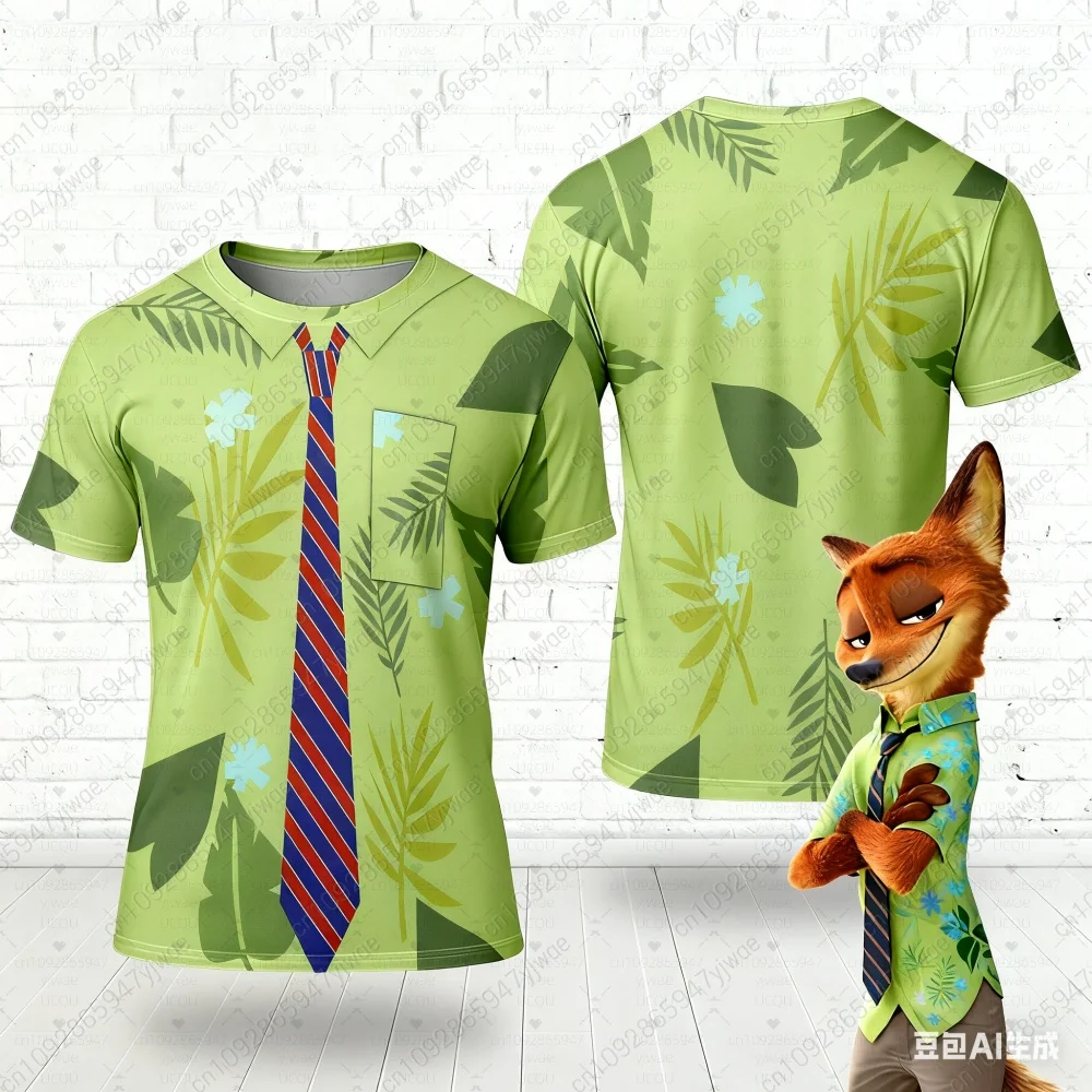 

2025 Summer Men Short Sleeve Nick Wilde Inspired Costume T-Shirt Men Nick Wilde Fox Cosplay Costume T-Shirt Men Clothing