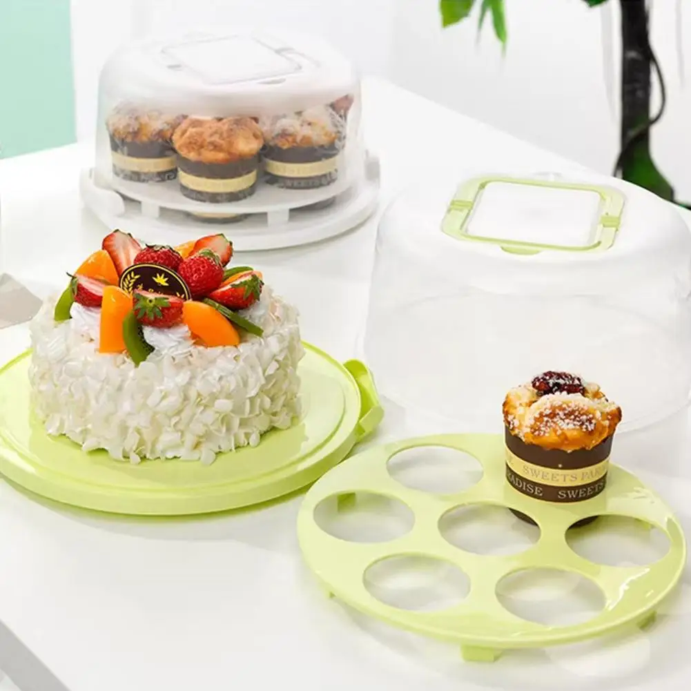 

Bpa-free Cake Box Buckle Cake Box Portable 10 Cake Cupcake Carrier with Lid Handle Transparent Storage Container Stand for Cakes