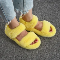 2023 Luxury Women's Slippers Real Mink Plush Comfortable Flat Autumn And Winter Fashion European Station Women's Fur SLippers