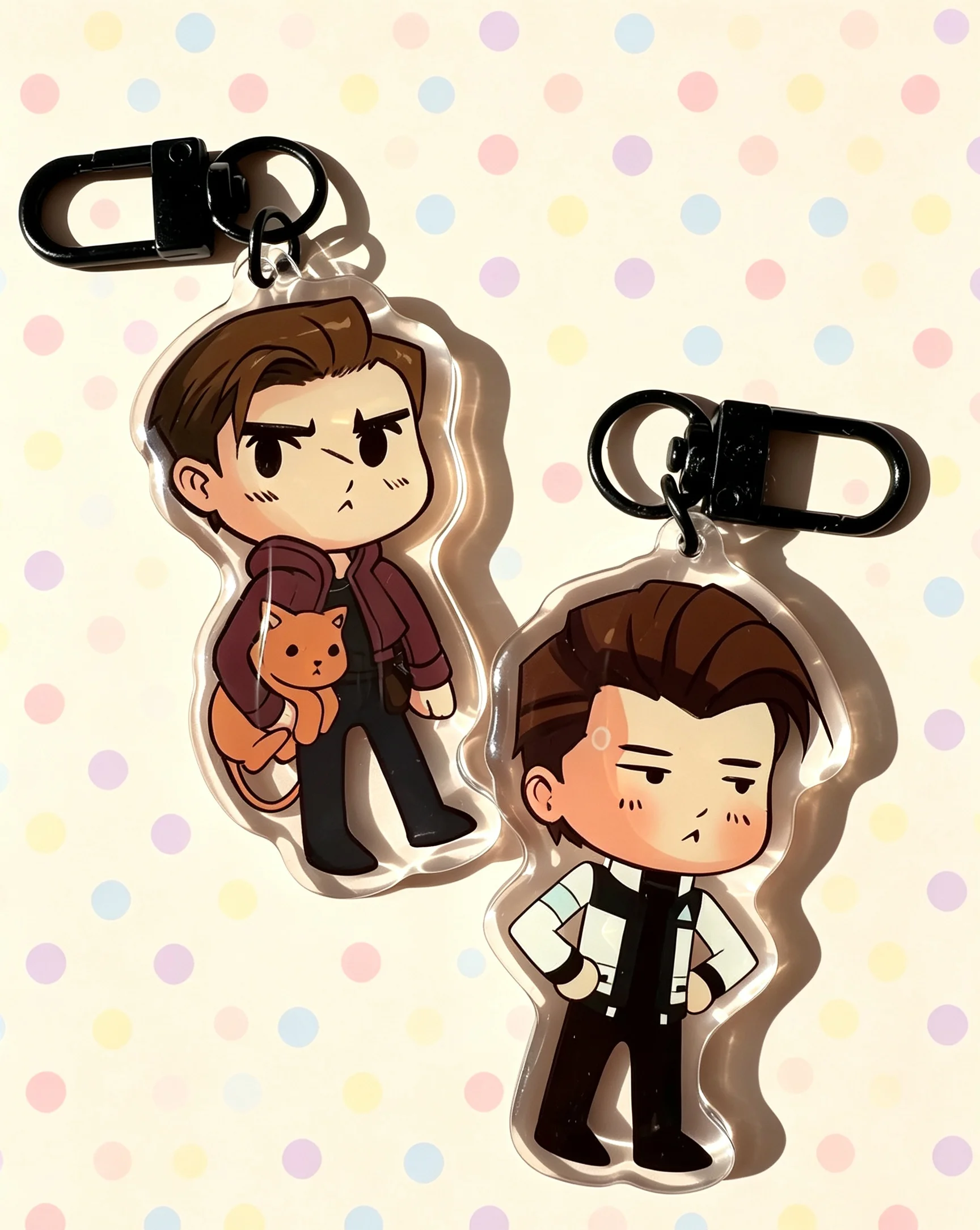 Game Human Acrylic Keychain, Q Version Connor & Gavin Pendant, Cartoon Character Backpack Charm Collection Gift