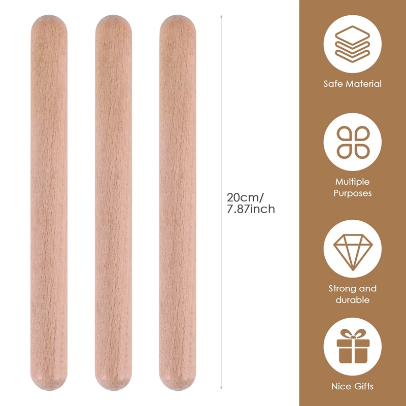 FBIL-20Pieces 8 pollici Kids Rhythm Sticks Music Lummi Sticks classico legno Claves strumento musicale a percussione bastoncini musicali