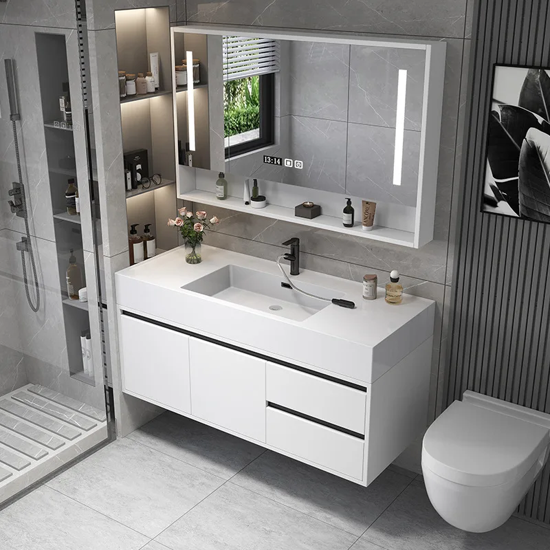 Light luxury nano rock integrated cabinet combination modern simple hand washbasin rock slab  bathroom accessories