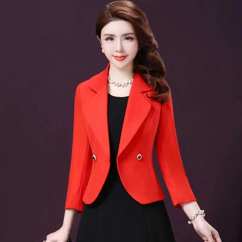 Blazer de manga larga para mujer, chaqueta entallada corta, chaqueta de celosía, prendas de vestir exteriores, Tops informales, novedad de Primavera de 2022