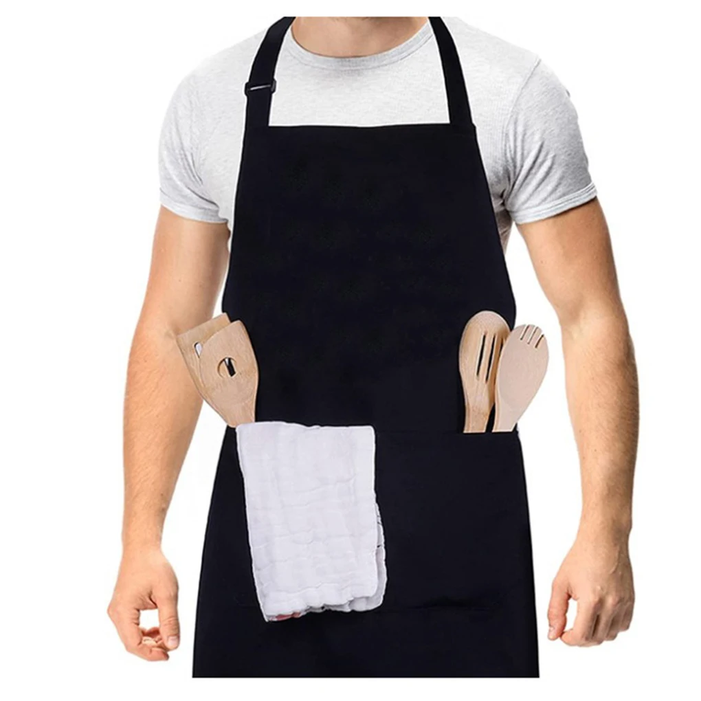 Adults Home Baking Apron Skin-friendly Adjustable Oil Proof Pockets Cooking Bib Reusable Washable Kitchen Supplies