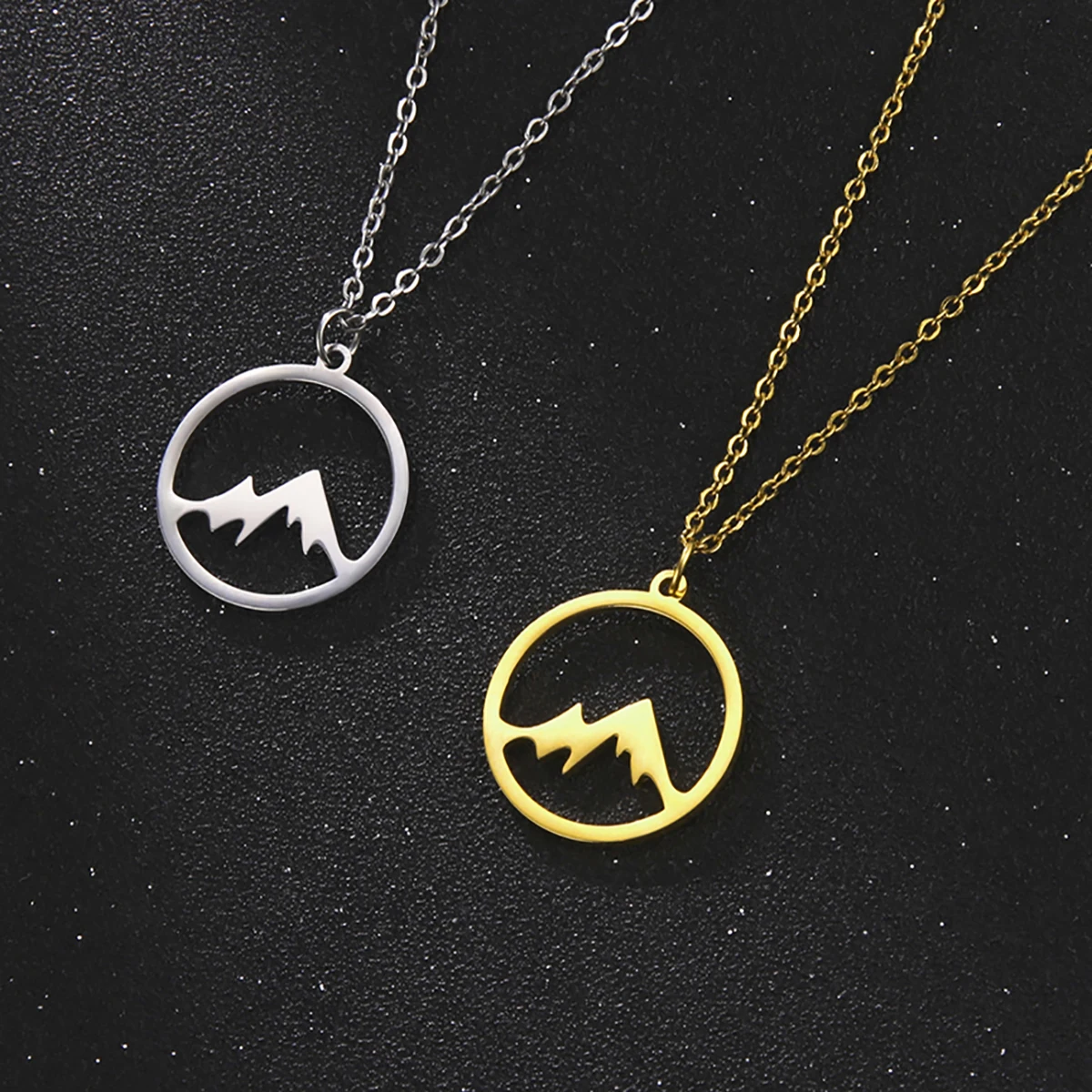 Stainless Steel Mountain Pendant Necklace For Women Man  Mountain Hill Range Pendant Necklace Statement Choker Jewelry Dropshipp