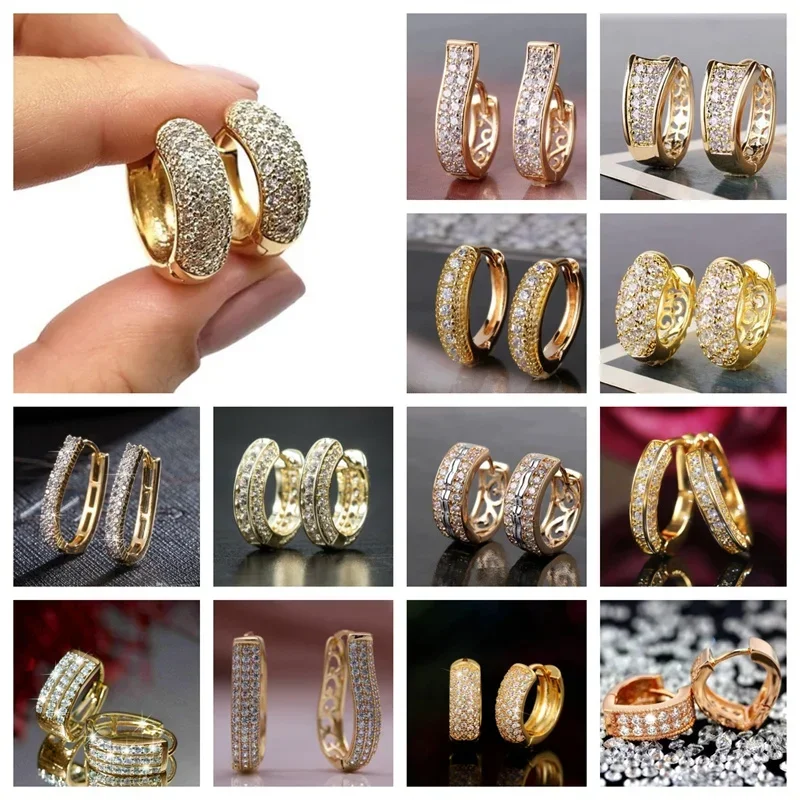 New High End Design Sense Earrings with Female Hollow Out Inlaid Zircon  Wedding Engagement Party Luxury Fashion Jewelry