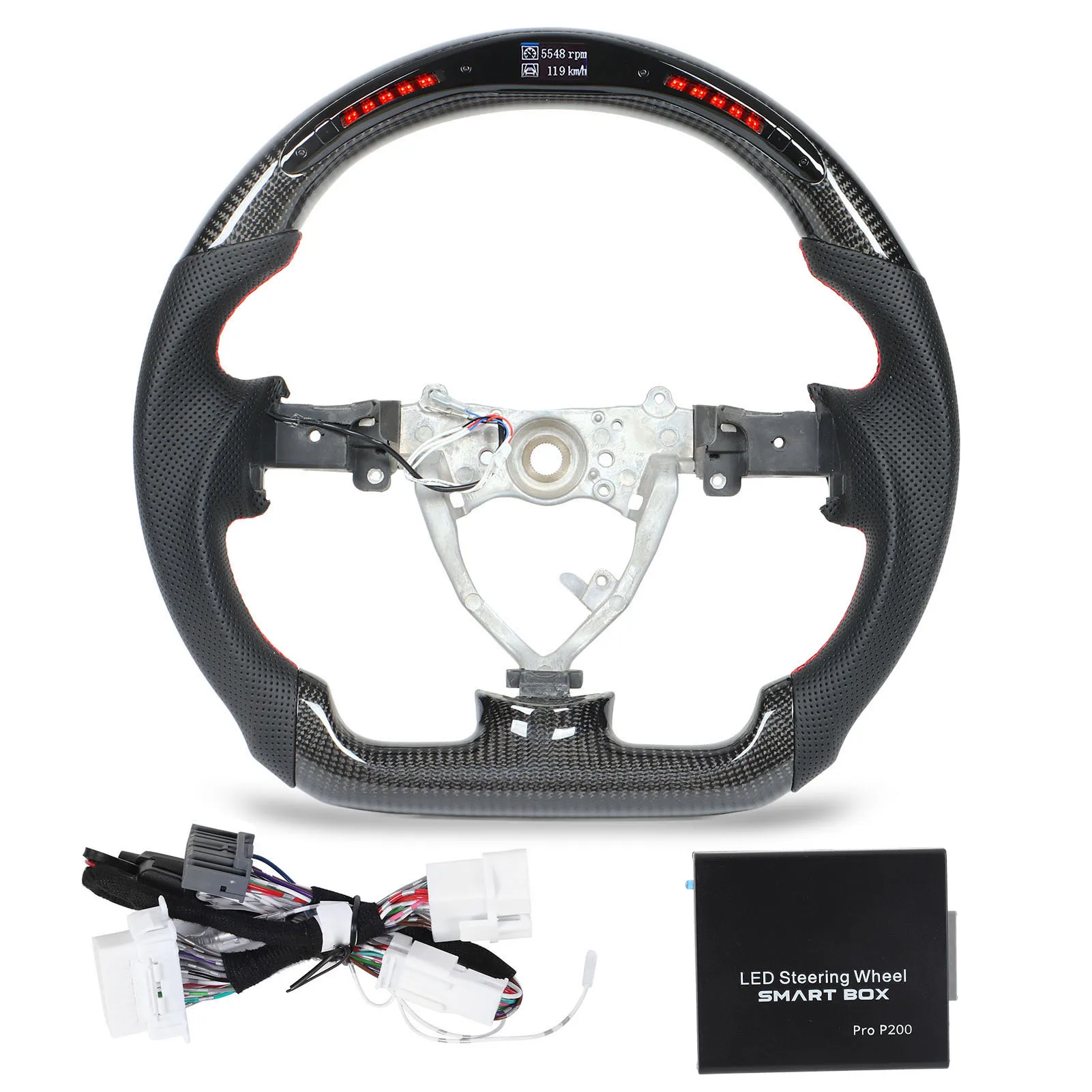 LED Shift Lights Koolstofvezel Stuurwiel Rode Stiksels Vervanging voor Toyota FJ Cruiser 2007-2017 LED Stuurwiel