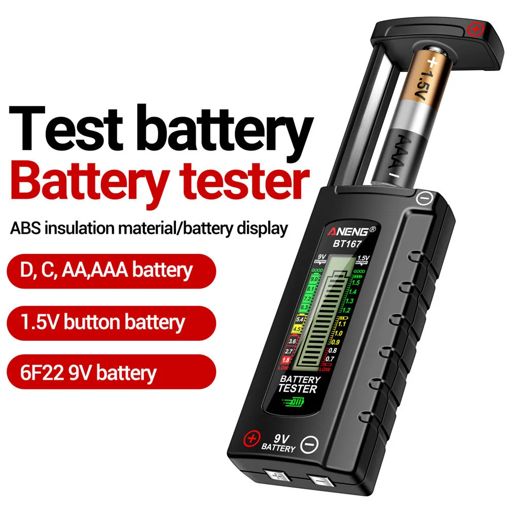 Digital Battery Tester Color Display Battery Checker for Button Cell Batteries No Power Required Portable Battery Tester Home