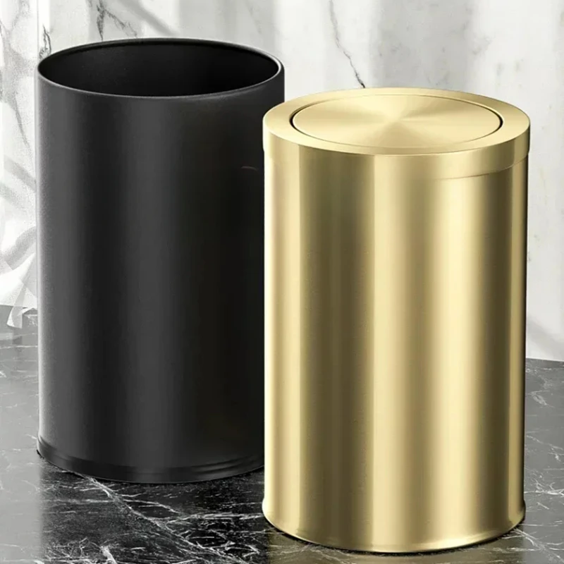 Stainless Steel Trash Can Gold Bathroom Bedroom Luxury Home Office Trash Bin Kitchen Cabinet Storage Poubelle Storage