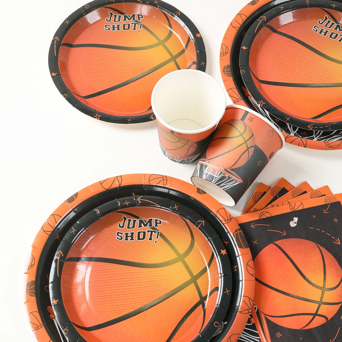 Basketball Geburtstag Party Dekor Für Kinder Kinder Einweg Geschirr Banner Tischdecke Kuchen Topper Pappbecher Servietten Teller