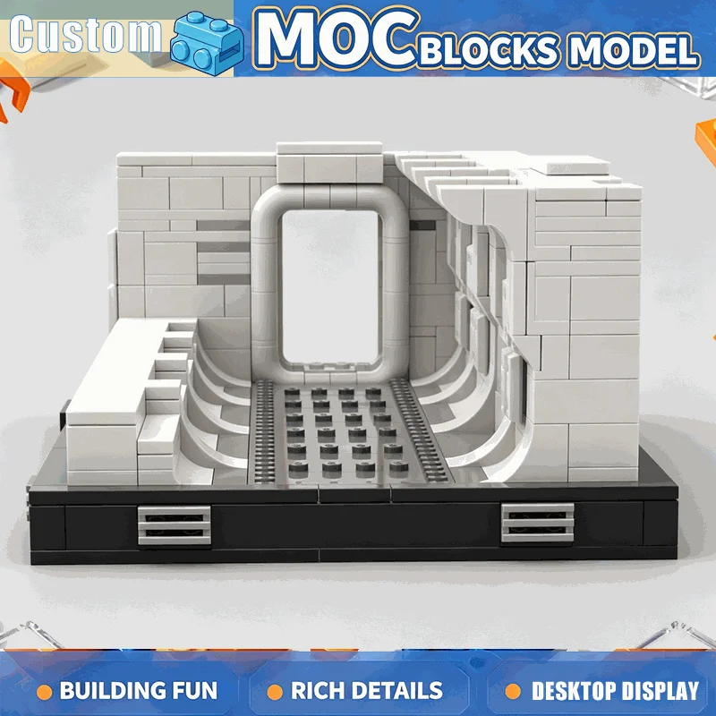 624 PCS Starship Interior Corridor Diorama Building Blocks Set Spacecraft Cabin Model DIY Assembly Educational Toy Modify Gift