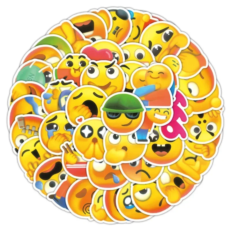 10/25/50Pcs Expression Emotional Yellow Face Stickers Cartoon Graffiti Waterproof Sticker