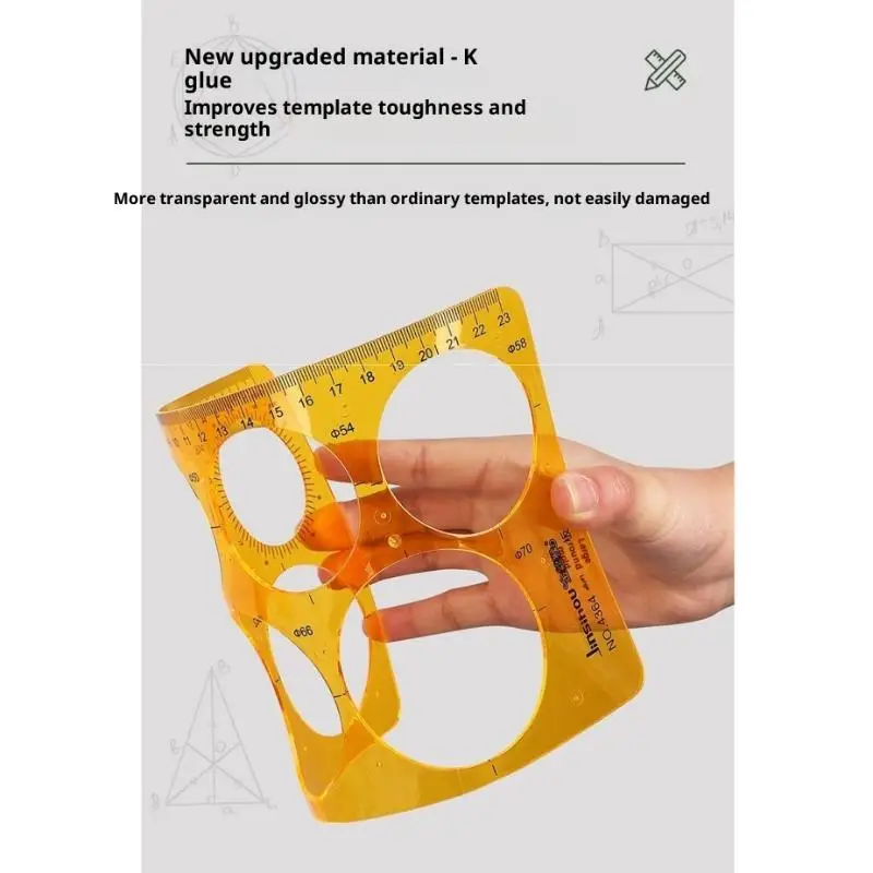 Circular & Oval Template Measuring Ruler – Durable K-Resin Drafting Tool for Drawing, Furniture Design & Architectural Layouts