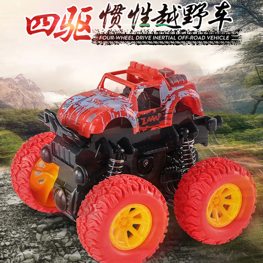 Inertia 4 Wheels Drive Car Toy Big Wheel Truck 360 Degree Flipping Car Inertia Friction Power Model Gift For Kids